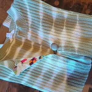 Thoughtfully Upcycled Tie-Dye Cotton One Button Cardigan. FUN! Sz L